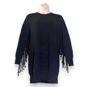 BAEVELY Black Mini Sweater Dress With Fringe Detail, NEW! Bae Vely Size 3XL